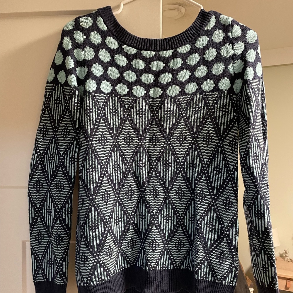 Joe Fresh Navy and Mint Patterned Sweater